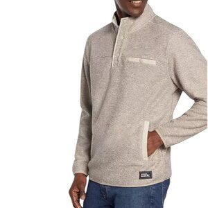 Eddie Bauer Quarter Snap Cozy Sweater Fleece Pullover Ivory NWT $90 Men's XL